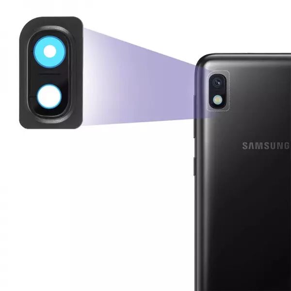 Vitre avec contour pour appareil photo pour SAMSUNG A105 Galaxy A10 noir