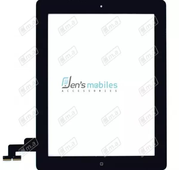 Vitre tactile pour Ipad 2 (A1395 / A1396 / A1397) avec bouton home et autocollant noir