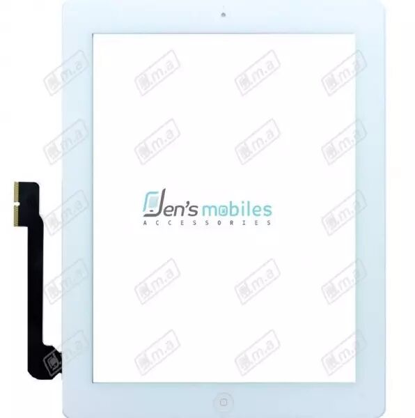 Vitre tactile pour Ipad 3 (A1416 / A1430)/Ipad 4 (A1458 / A1459) avec bouton home et autocollant blanc